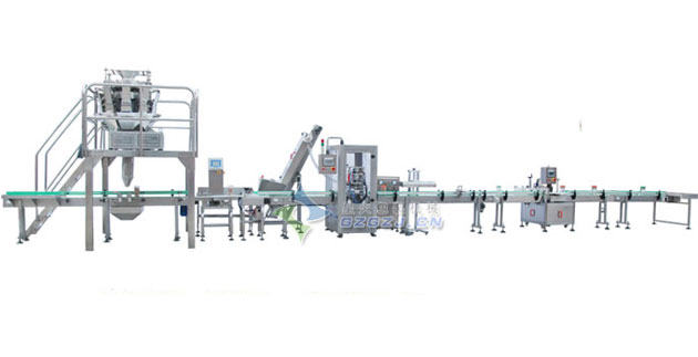 顆粒稱重灌裝旋蓋貼標生產線